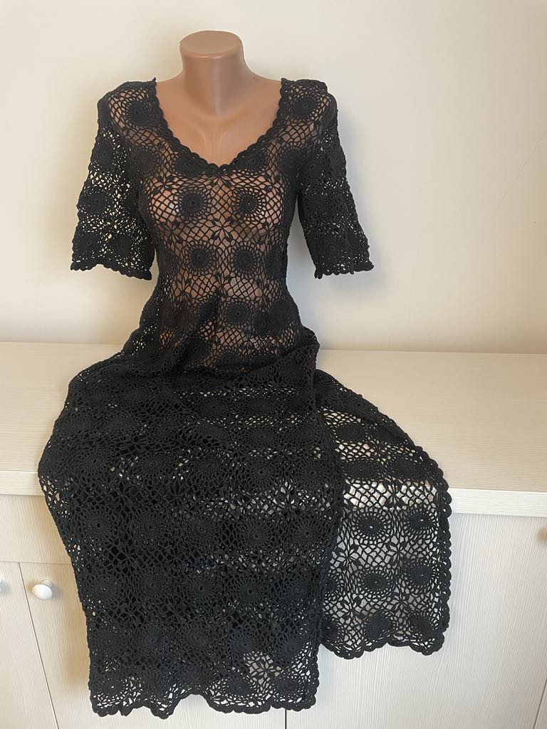 Hand-Crocheted Black Dress