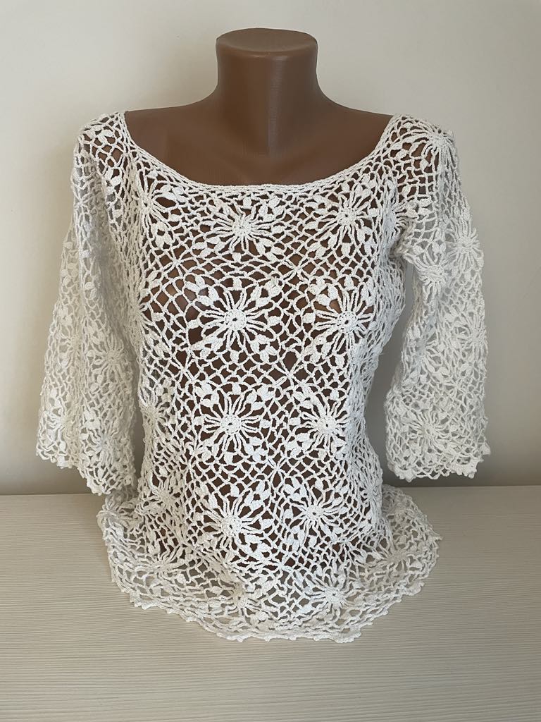 Hand-Crocheted White Blouse